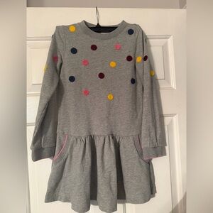 Mini Boden Gray Polka Dot Sweatshirt Dress Size 8-9 Girls